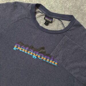 Patagonia‎ Sweatshirt Mens M Blue Nightfall Fitz Roy Lightweight Crewneck